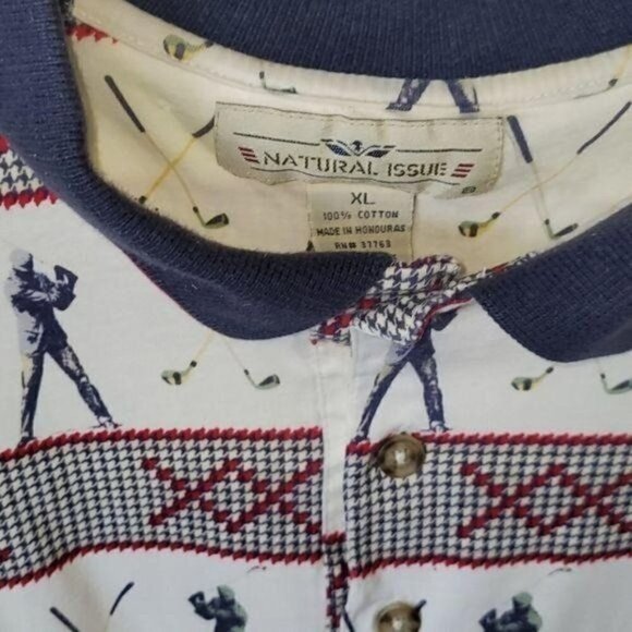 Natural Issue Golfer Graphics Sz. XL Collared SS Button Polo - Picture 3 of 10